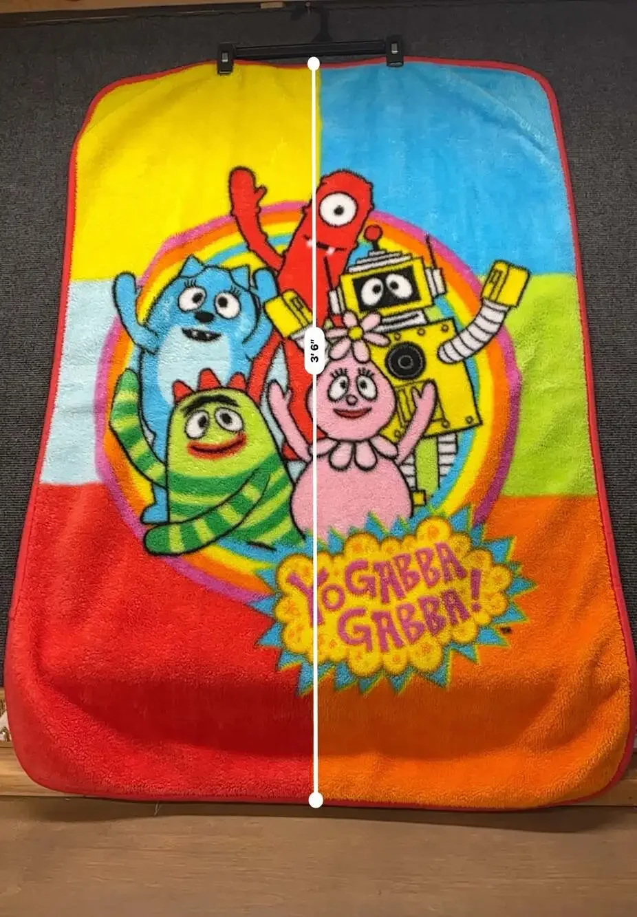 Yo Gabba Gabba Characters Plush Fleece Blanket Toddler Kids Rainbow